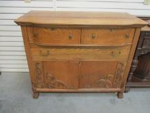 Tiger Oak Antique Buffet w/Claw Feet