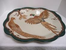 2 Pheasants Large Decorative Serving Platter