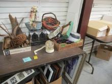 1/2 Table Lot-Hair Accessories, Picture Frames, Toaster,