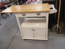 Rolling Kitchen Island 1 Drawer/2 Door w/Drop Down Side