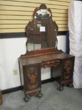 Narnia Style Birdseye Maple ? Kneehole Vanity w/Mirror