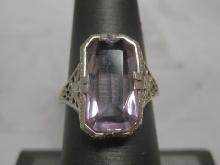 14k White Gold Antique Amethyst Ring
