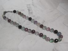 Amethyst Bead Necklace with Sterling Silver Clasp