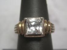 14k Gold and Sterling Silver CZ Ring