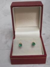 14k Gold Emerald Stud Earrings