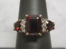 14k Gold Garnet and Diamond Ring