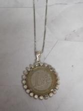 Sterling Silver Coin Pendant on 18" Sterling Chain