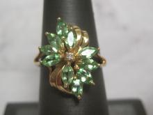 14k Gold Peridot and Diamond Ring