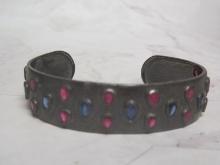 Sterling Silver Ruby and Sapphire Cuff Bracelet