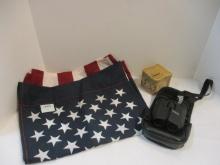 Ten Dollar Bill Bank, Bushnell Mini Binoculars with Case, Outdoor American Flag.