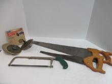 Box Lot with Three Saws and Sanding Disk.