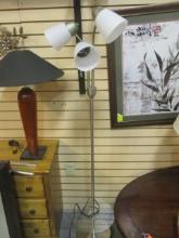 Post Modern Floor Lamp With Three Adjustable Lights and Glass Table.