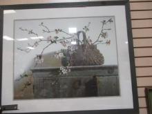 Matted and Framed Pauline Eble Campanelli Still  Life Basket with Flowers.