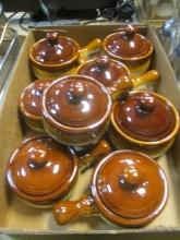 Eight Ironstone Individual Soup/Chili Pots With Lids.