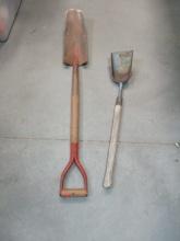 Ditching Shovel and Vintage Fire Shovel.