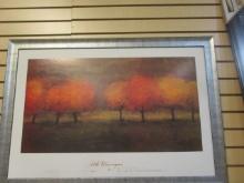 Framed Art Landscape Print by Seth Winegar Titled Red Trees II.