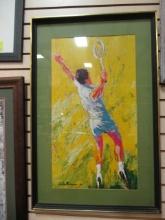 LeRoy Neiman Signed Framed Artwork, "The Big Serve".