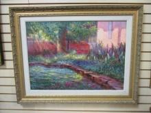 Canvas Artwork Floral Landscape Signed by Douglas Grier, 1993.