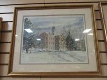 Framed Snow  Picture Maryville College Anderson Hall, 1972 by Lewis.