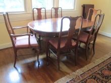 Thomasville Banded Cherry Dining Table Set