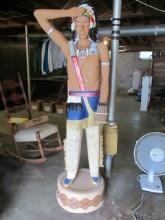 2008 Artist Signed Handpainted Life Size Carved Wooden Cigar Store Indian
