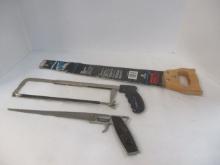 Double Edge Pruning Saw, Master Wood Cutting Saw, and Hacksaw.