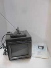 SR 3000 Series Portable 9'' Color TV with Remote. Powers On.