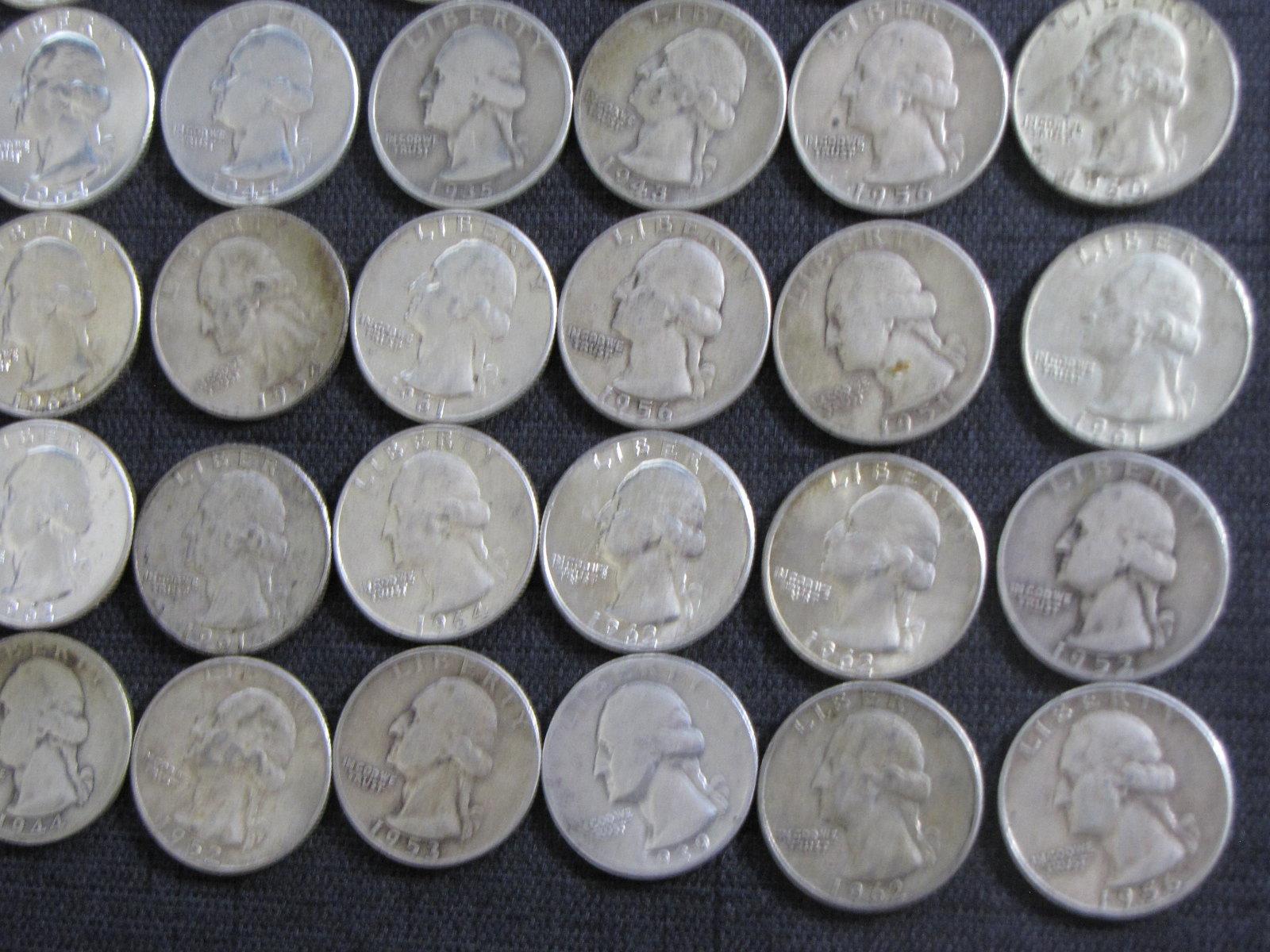lot of 40 US silver quarters