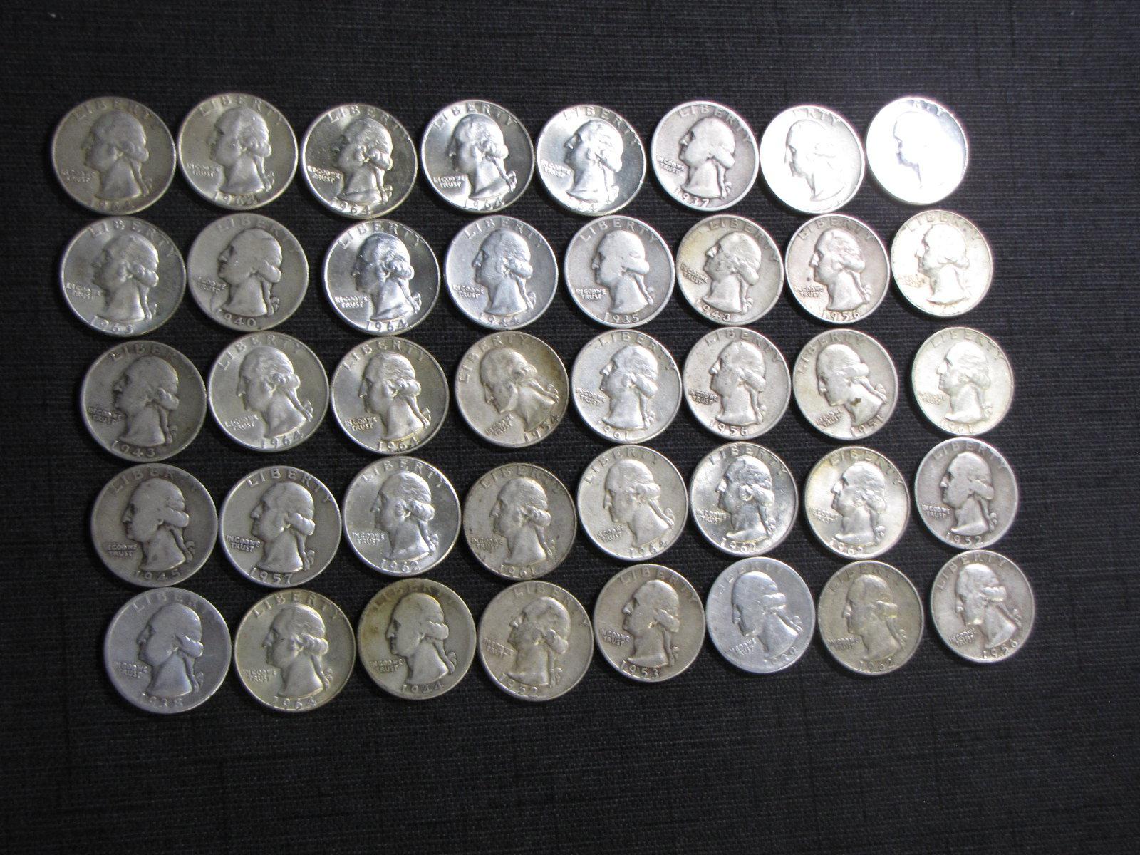 lot of 40 US silver quarters