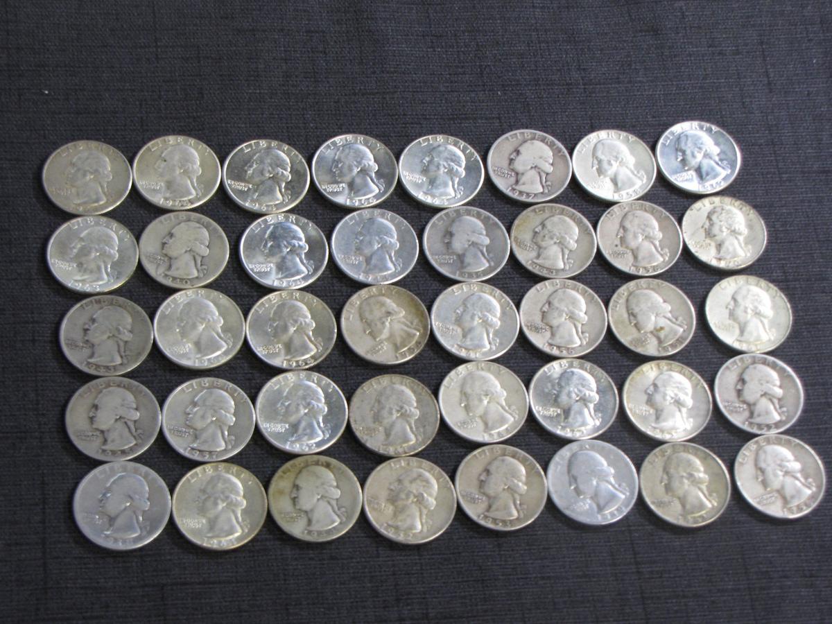 lot of 40 US silver quarters