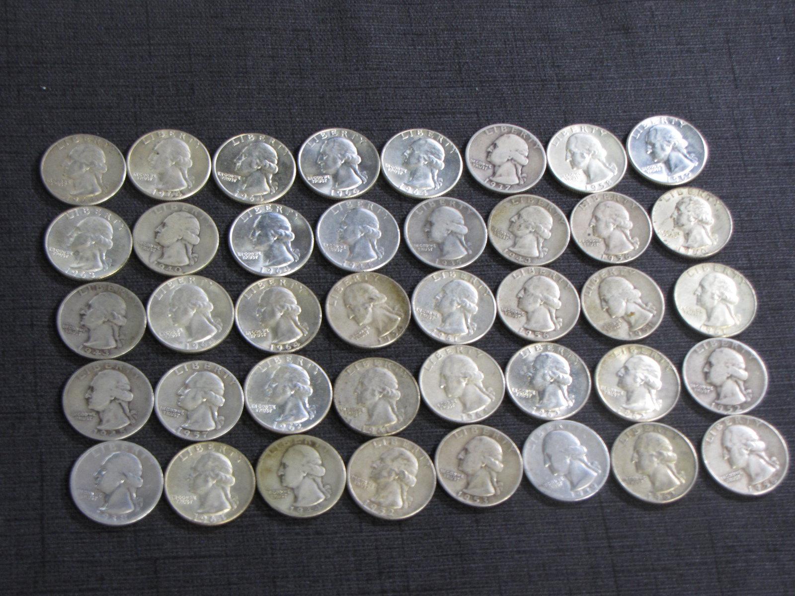 lot of 40 US silver quarters