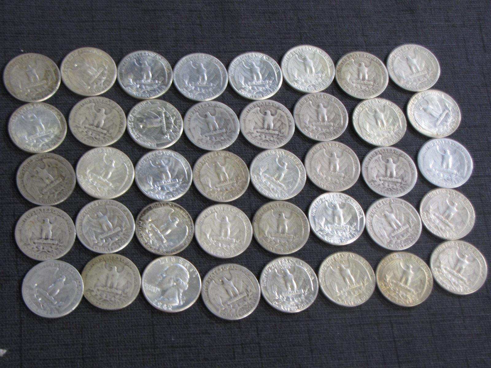 lot of 40 US silver quarters