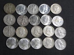 lot of 20 US silver half dollars