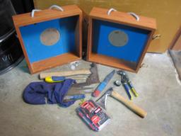 Wooden Box w/Assorted Tools