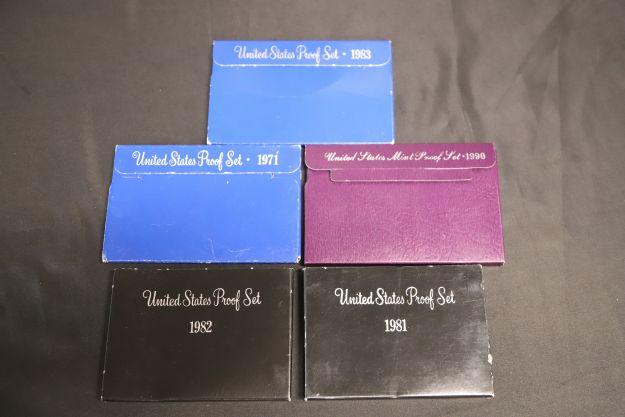 LOT OF 5 US MINT  PROOF SETS
