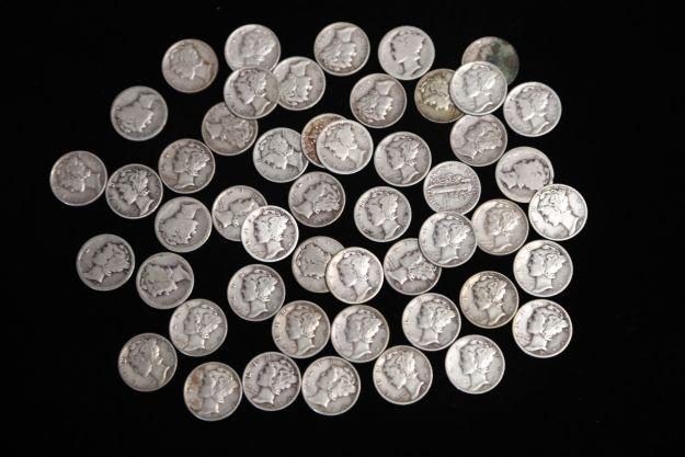$10 FACE MERCURY 90% SILVER DIMES