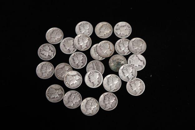 $10 FACE MERCURY 90% SILVER DIMES