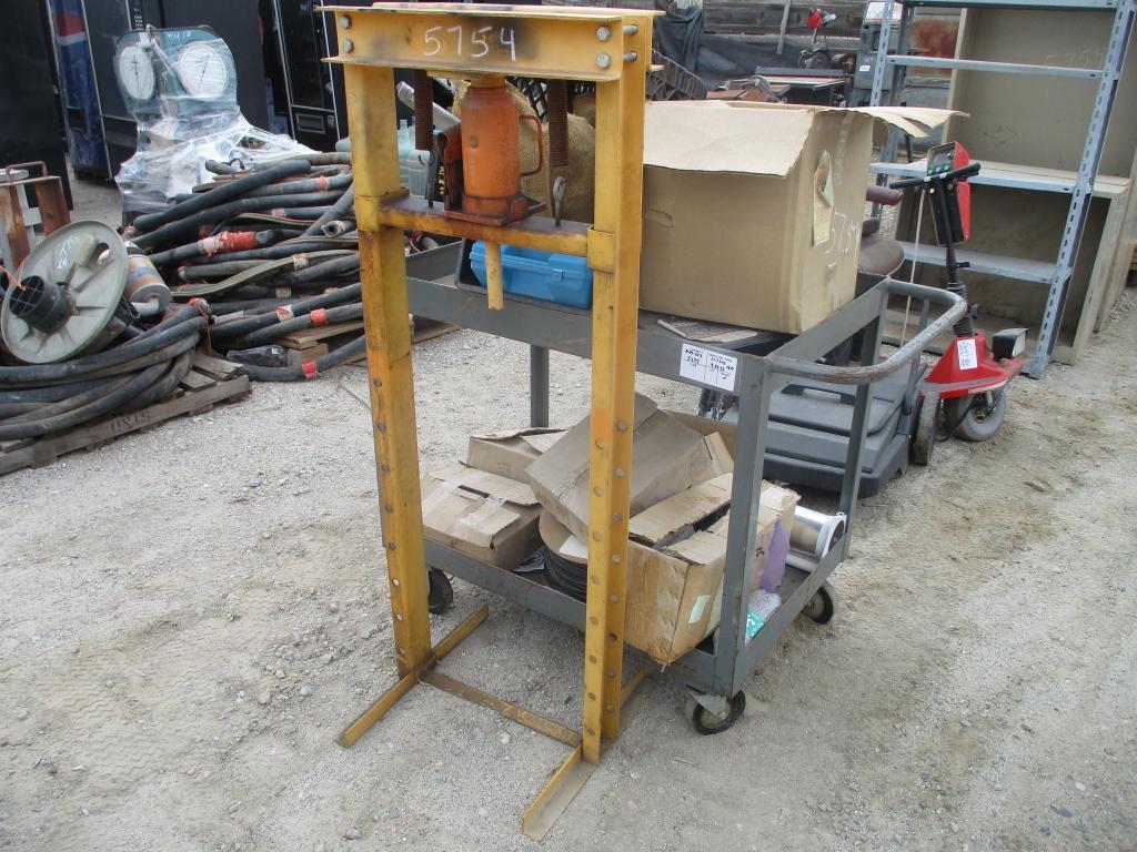 Lot Of HD Metal Shop Cart, Hydraulic Press,