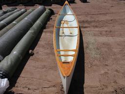 Lot Of 15' Wooden Canoe W/Paddles