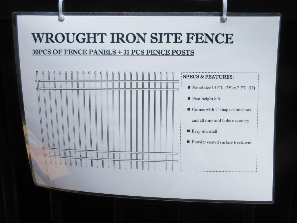 New Unused 10' x 7' Wrought Iron Site Fencing,