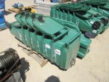 (12) 35-Gallon Plastic Rolling Trash Cans W/Lids