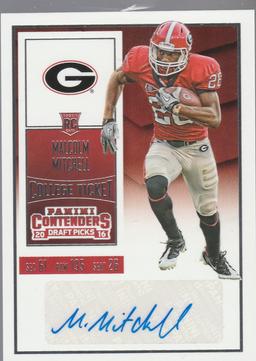 MALCOLM MITCHELL 2016 CONTENDERS DRAFT AUTOGRAPH COLLEGE DRAFT TICKET CARD