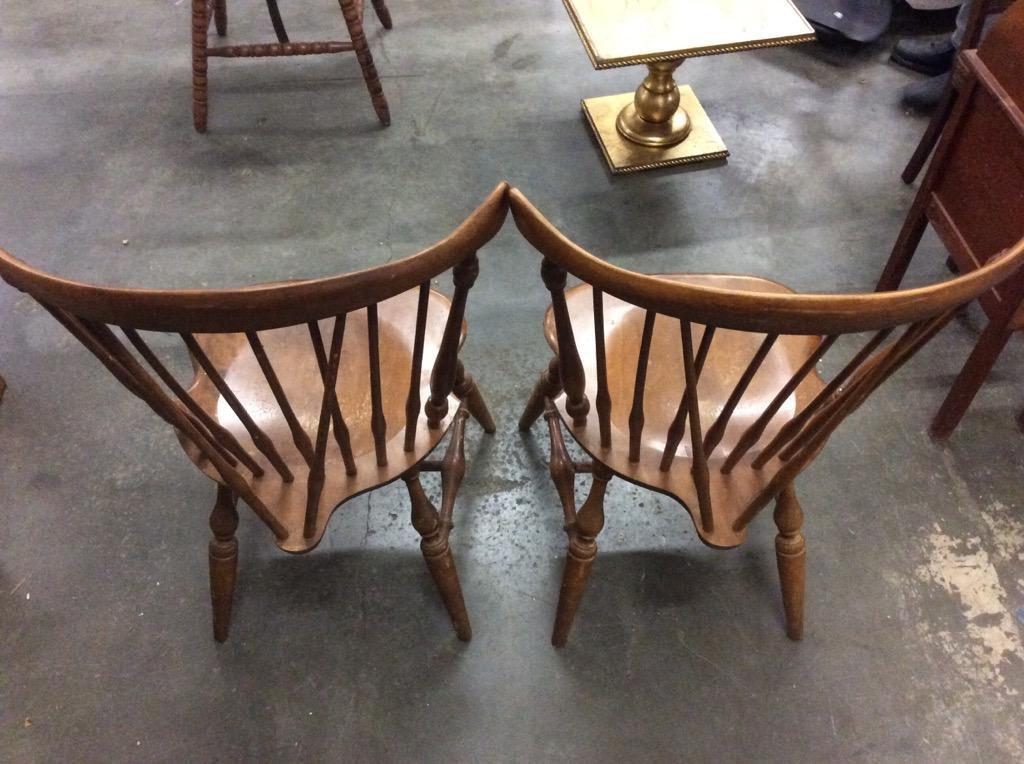 Set of two vintage maple circa 60's colonial style dining chairs