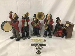 Set of 5 clown musician figures by Gilde Clowns Handwerk, Made in Germany,