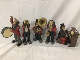 Set of 5 clown musician figures by Gilde Clowns Handwerk, Made in Germany,
