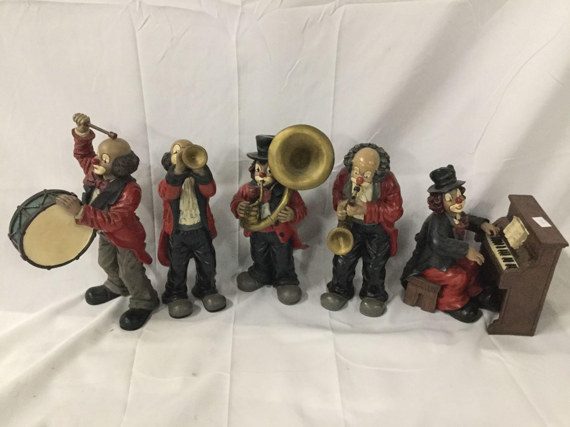 Set of 5 clown musician figures by Gilde Clowns Handwerk, Made in Germany,