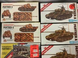 Lot of 24 Aurora/ESCI and AHM Kits military plastic model kits - German WWII tanks 1/72 scale