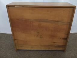 3 vintage rustic oak farmhouse style bookshelves with larger center shelf & 2 small shelves