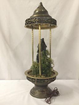 Electric cascading water fountain w/ cliff top mill, model flora, and waterwheel - working!