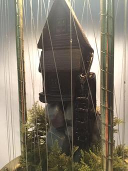 Electric cascading water fountain w/ cliff top mill, model flora, and waterwheel - working!